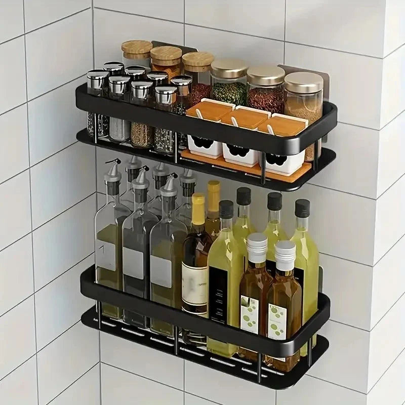 No-Drill Aluminum Wall Shelf – Bathroom & Kitchen Organizer