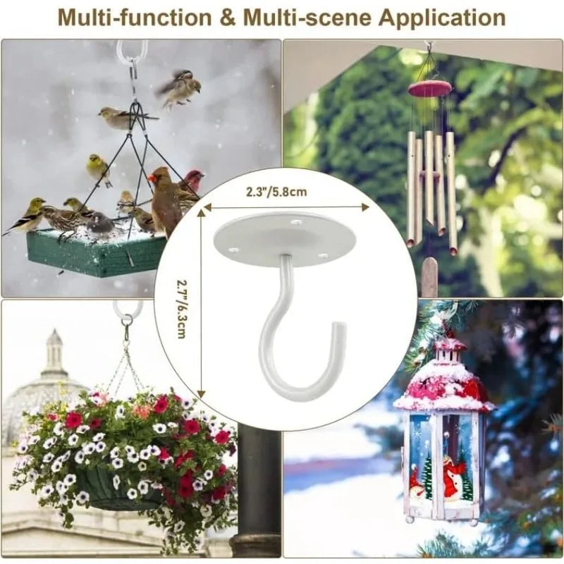 4PCS White Ceiling Hooks – Plants, Bird Feeders & Lanterns