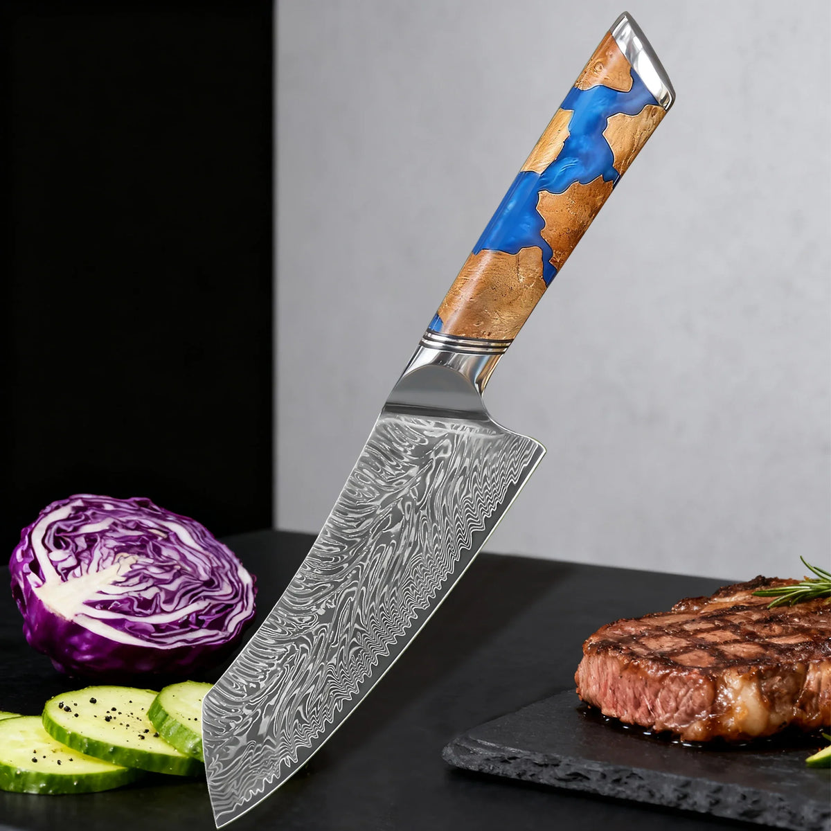 Kiritsuke Damascus Steel Chef Knife – Sharp 17.8cm Kitchen Knife