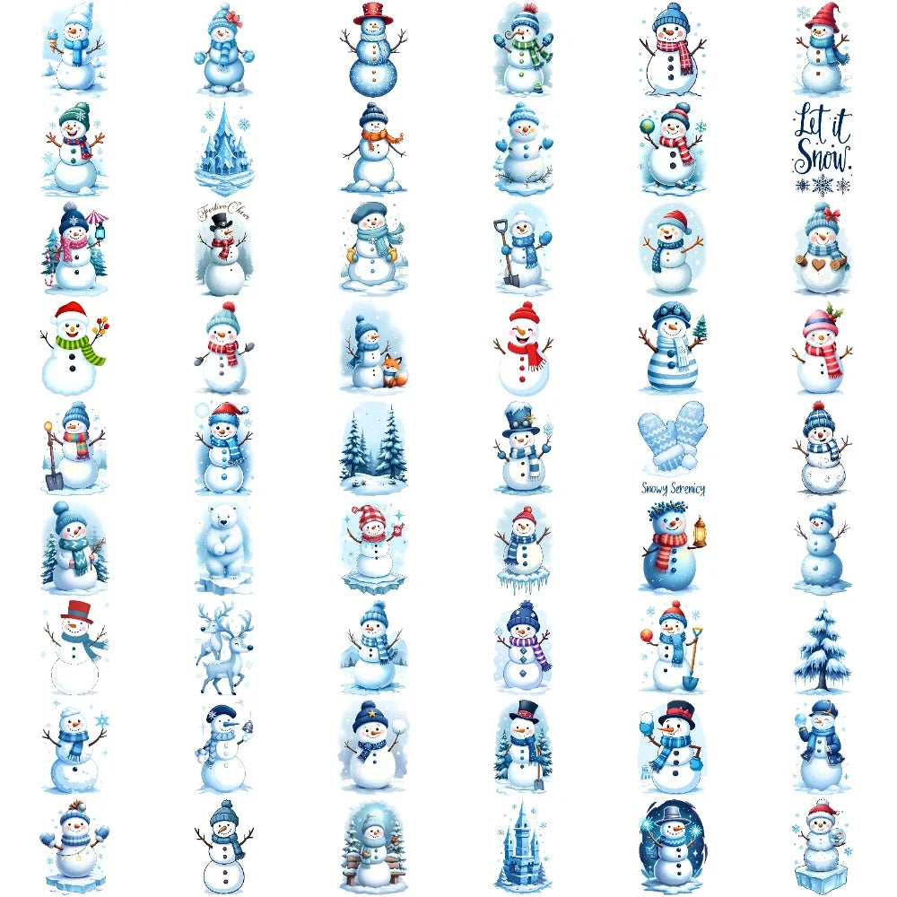 54pcs Winter Temporary Tattoos – Polar Bear, Snowman & Hearts