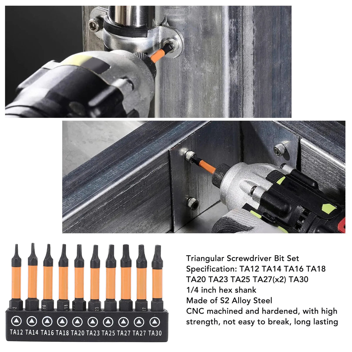 Triangular Drill Bit 1 Hex Shank Screwdriver Length Strength Storage