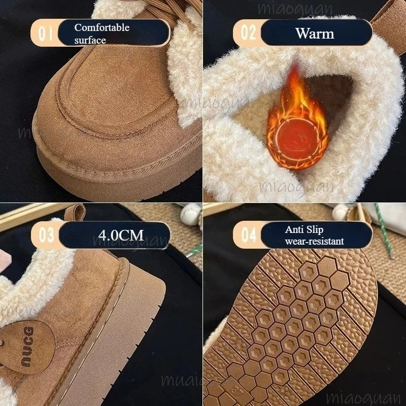 Women's Fur-Lined Snow Boots – Plush Platform Winter Booties