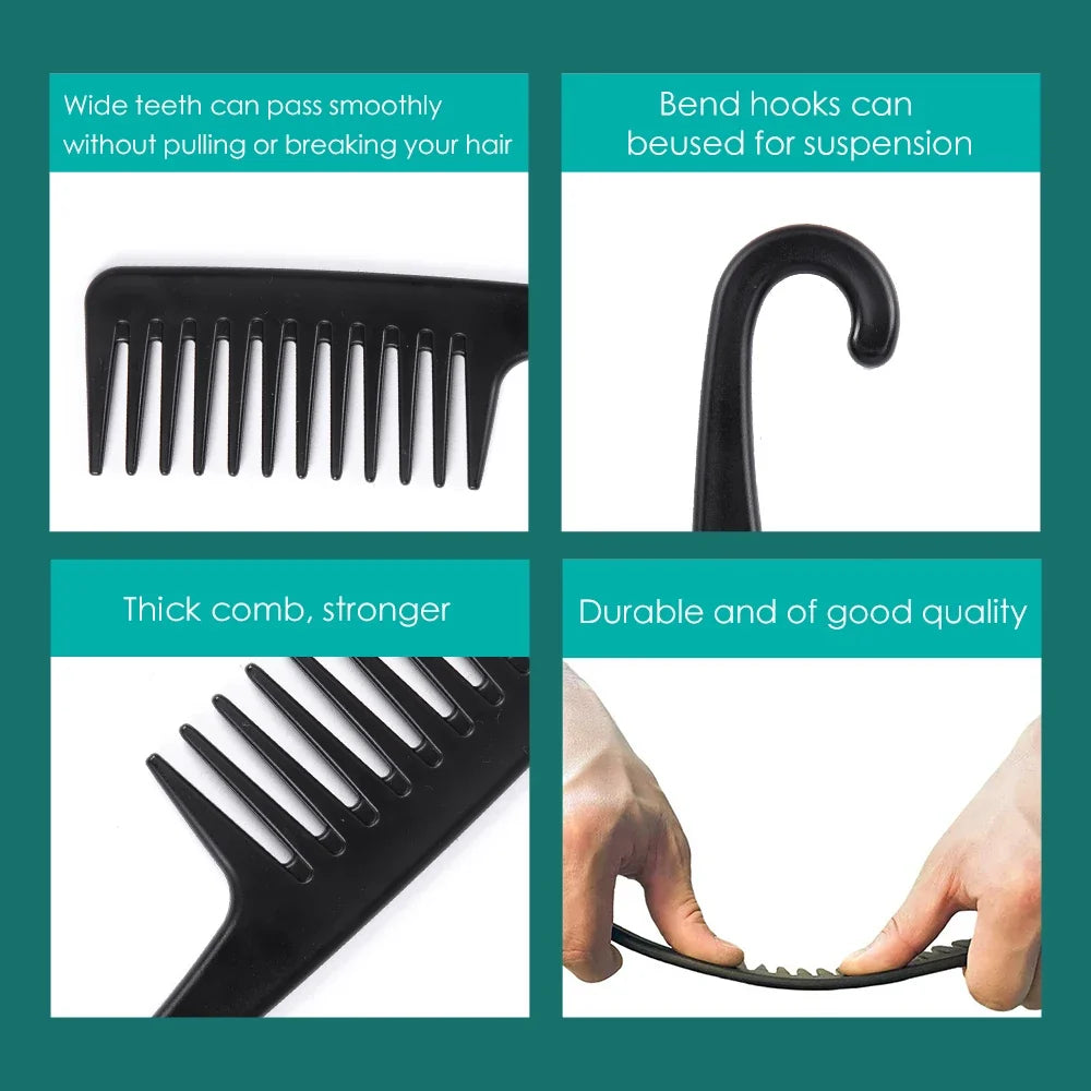 Wide Tooth Detangling Comb with Hook Handle | All Hair Types