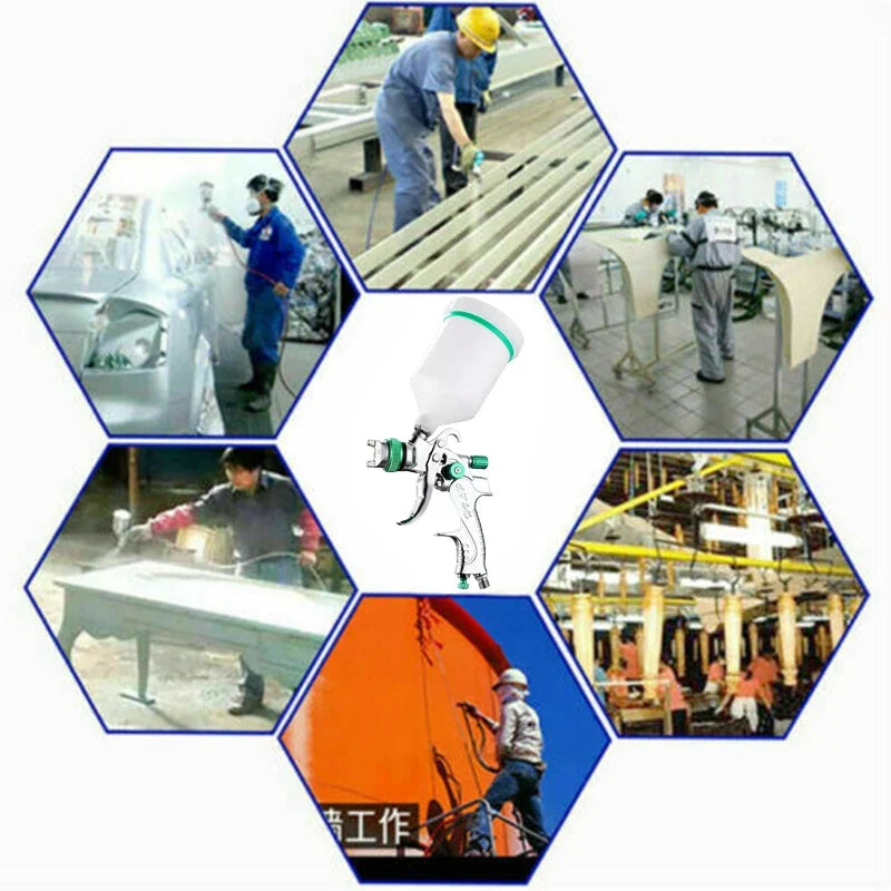HVLP Spray Gun Adjustable Metal Atomizing Painting Aerograph Cars