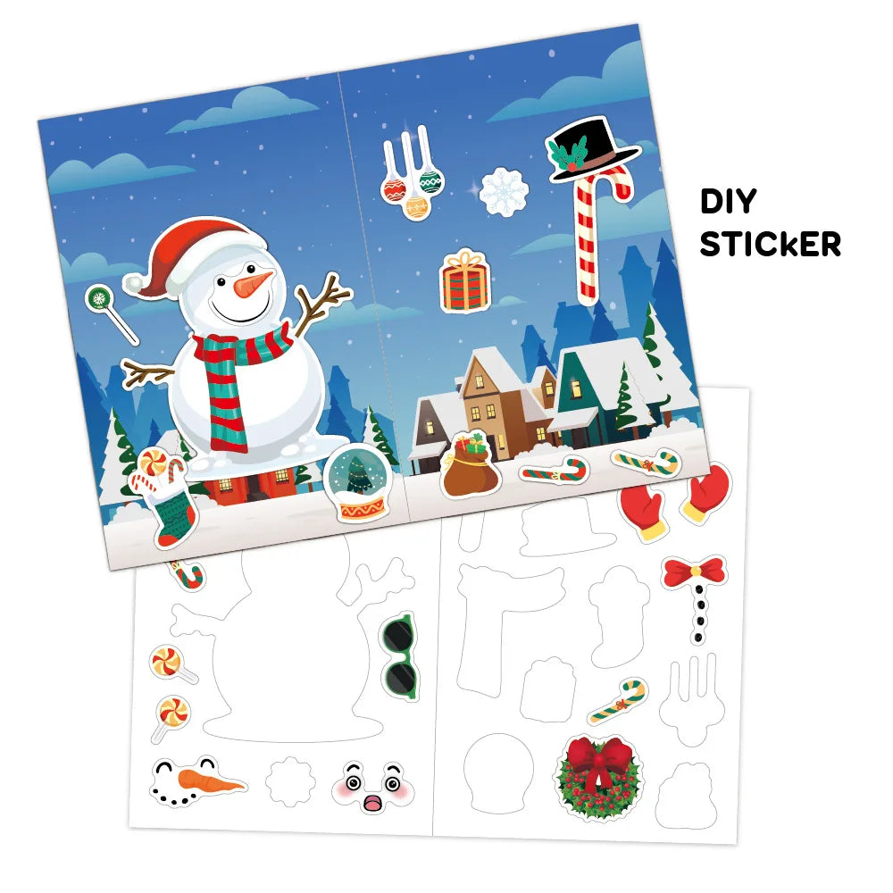 Christmas Halloween Sticker Book Reusable Stickers DIY Dress-up Fun