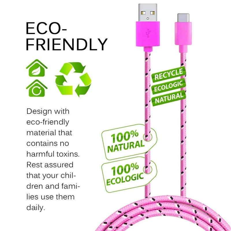 Nylon USB-C Fast Charging Cable 1M 2M 3M | Samsung Huawei