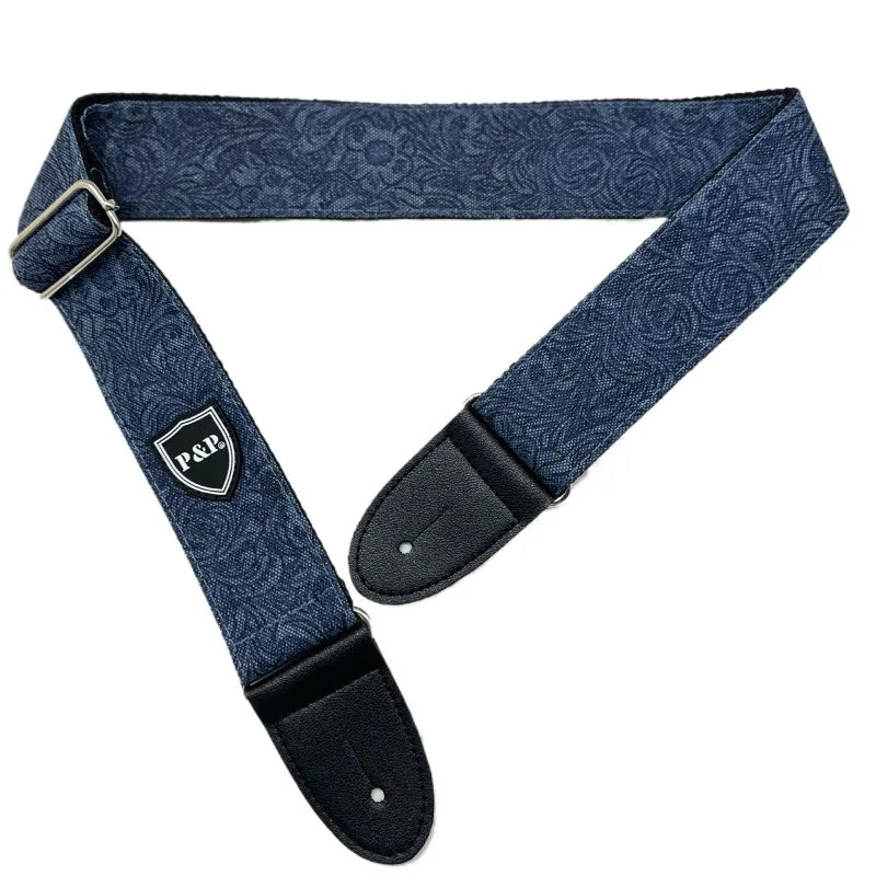 PP Guitar Strap Retro Denim Cotton Bakelite Universal Folk