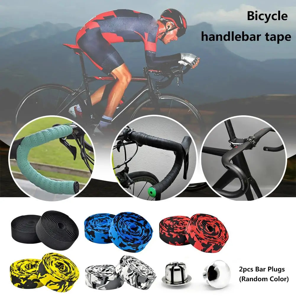 Road Bike Handlebar Tape Camouflage Anti-Slip Cycling Wrap 2pcs