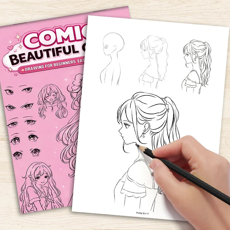 Sketchbook Practicing Drawing Young Female Characters Featuring