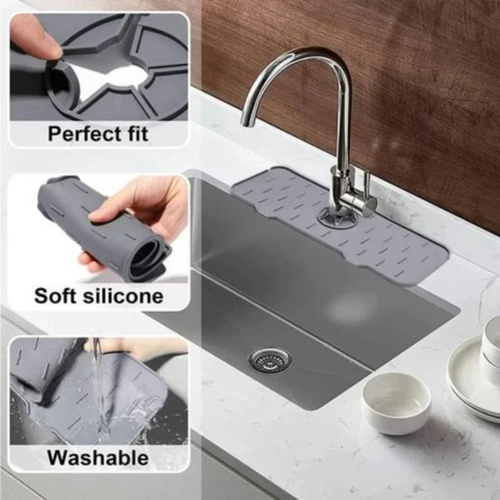 Silicone Faucet Mat – Kitchen Sink Splash Guard & Drain Pad