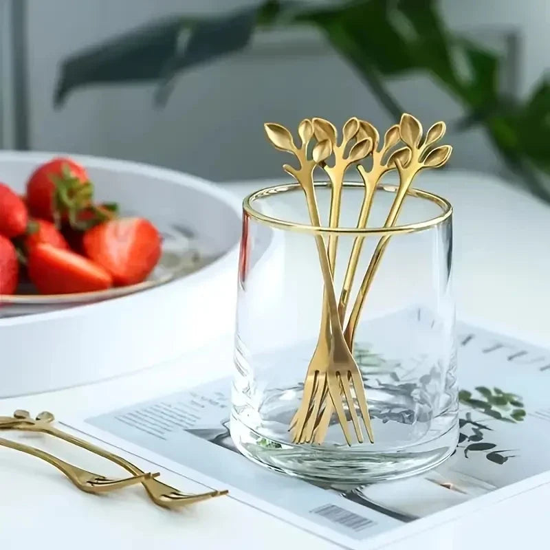 20-Pc Gold Stainless Steel Mini Fruit & Dessert Forks Set