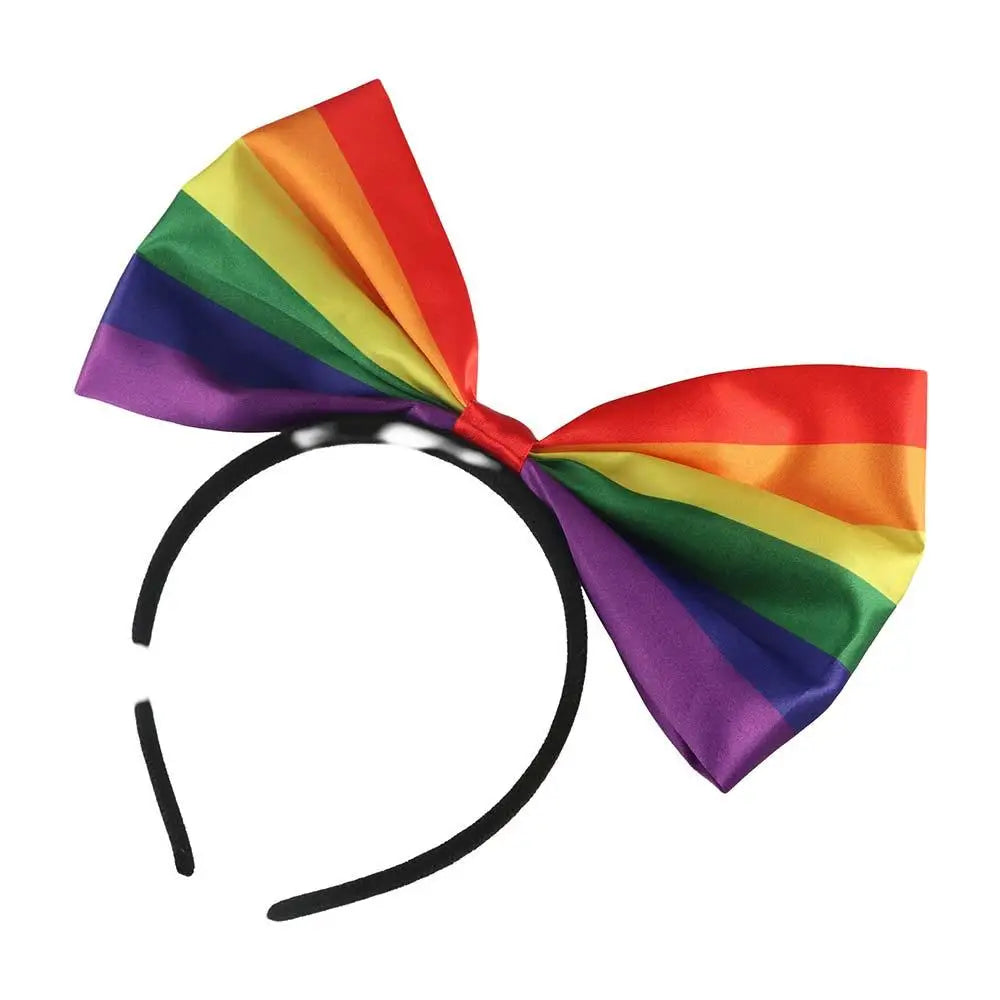 Rainbow Bow Headband – Colorful Fabric Hair Hoop for Parties