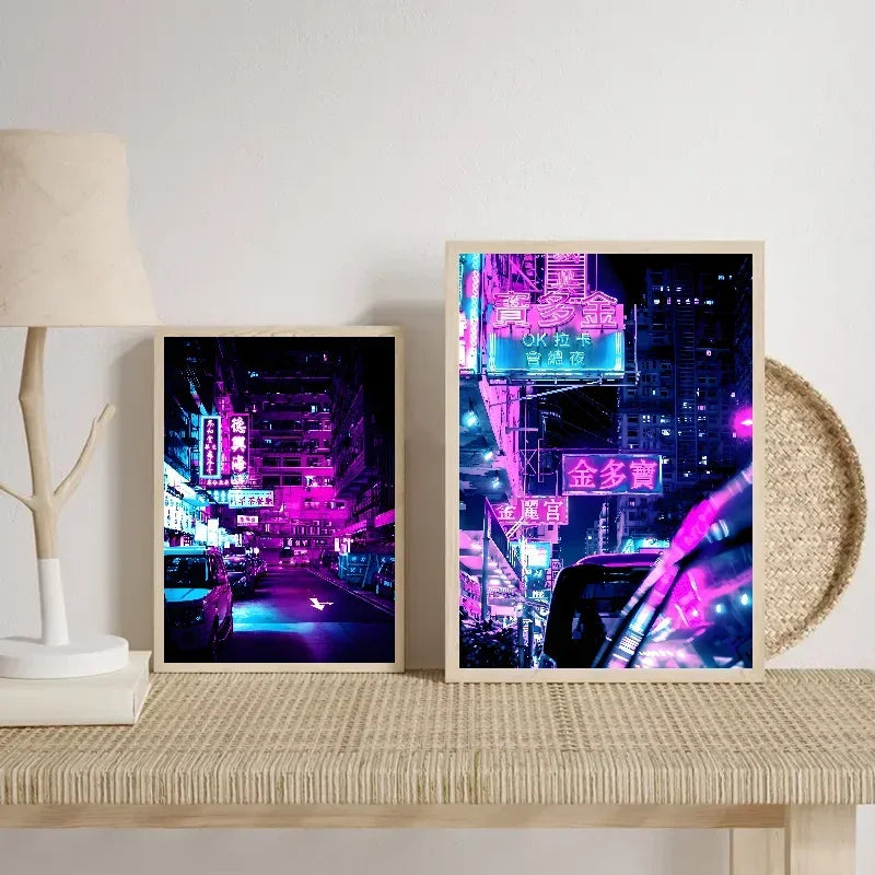 Tokyo Cyberpunk Wall Poster – Self-Adhesive Waterproof Sticker