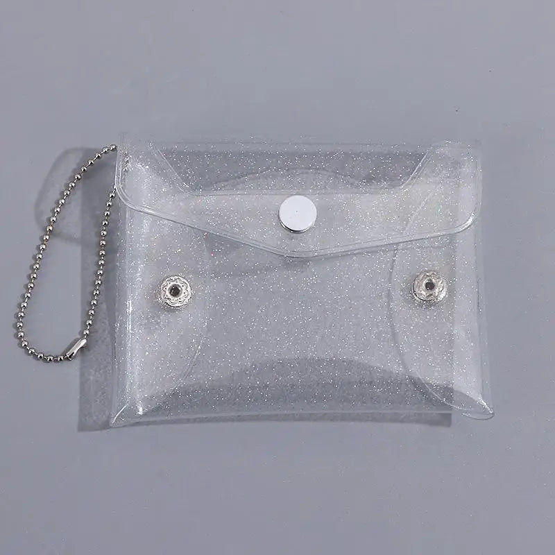 Mini Glitter PVC Clear Keychain Coin Purse & Card Wallet