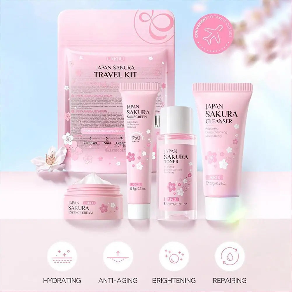 LAIKOU Sakura Skincare Gift Set – Cleanser, Toner, Cream & SPF
