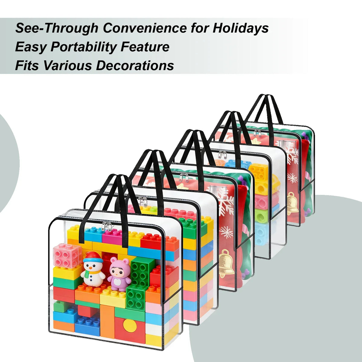 5-Pack Clear Christmas Wreath Storage Bags | Garland Organizer