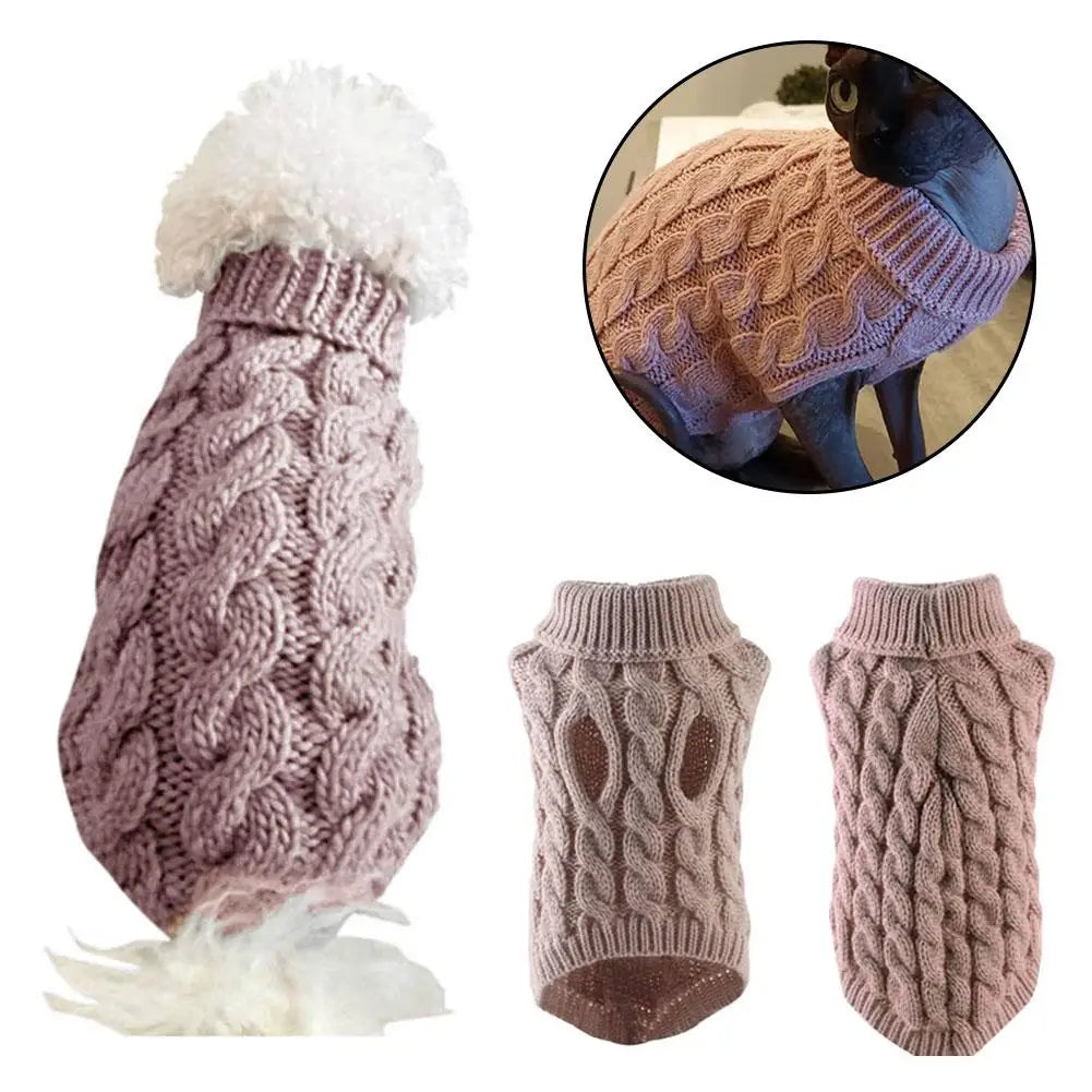 Knitted Dog Sweater – Warm Coat for Small Dogs & Puppies