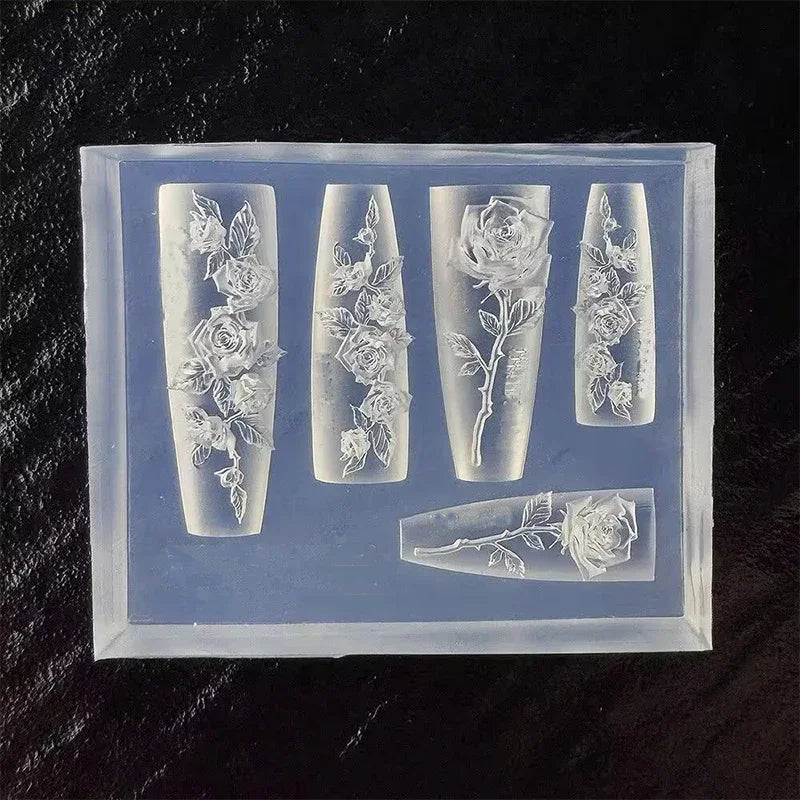 3D Rose Flower Silicone Nail Art Mold – Floral Charm & Jewelry