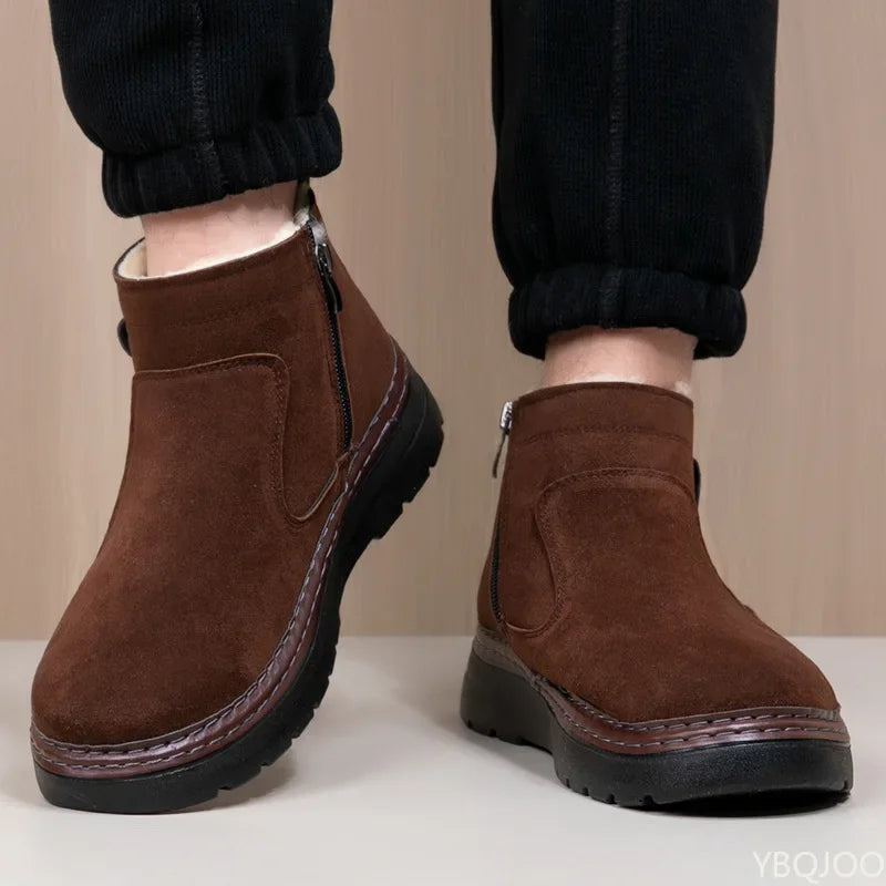 Men's High-Top Winter Snow Boots – Warm Thick Sole Slip-On
