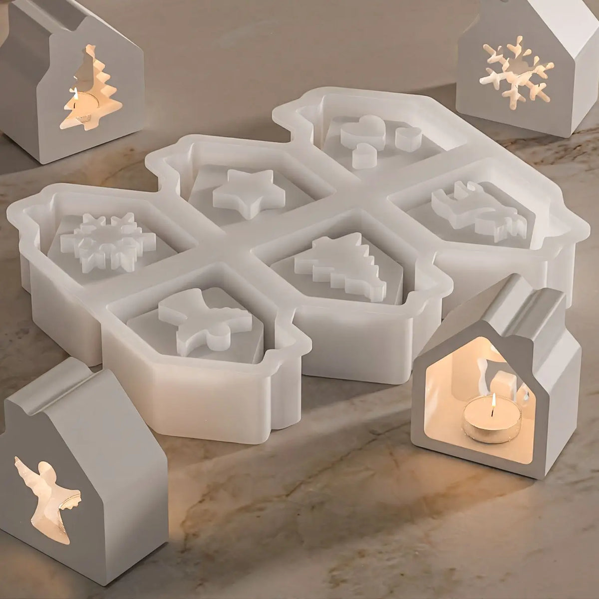 6-Cavity Mold Diy Craft Silicone Temperature Resistant Candle Holder