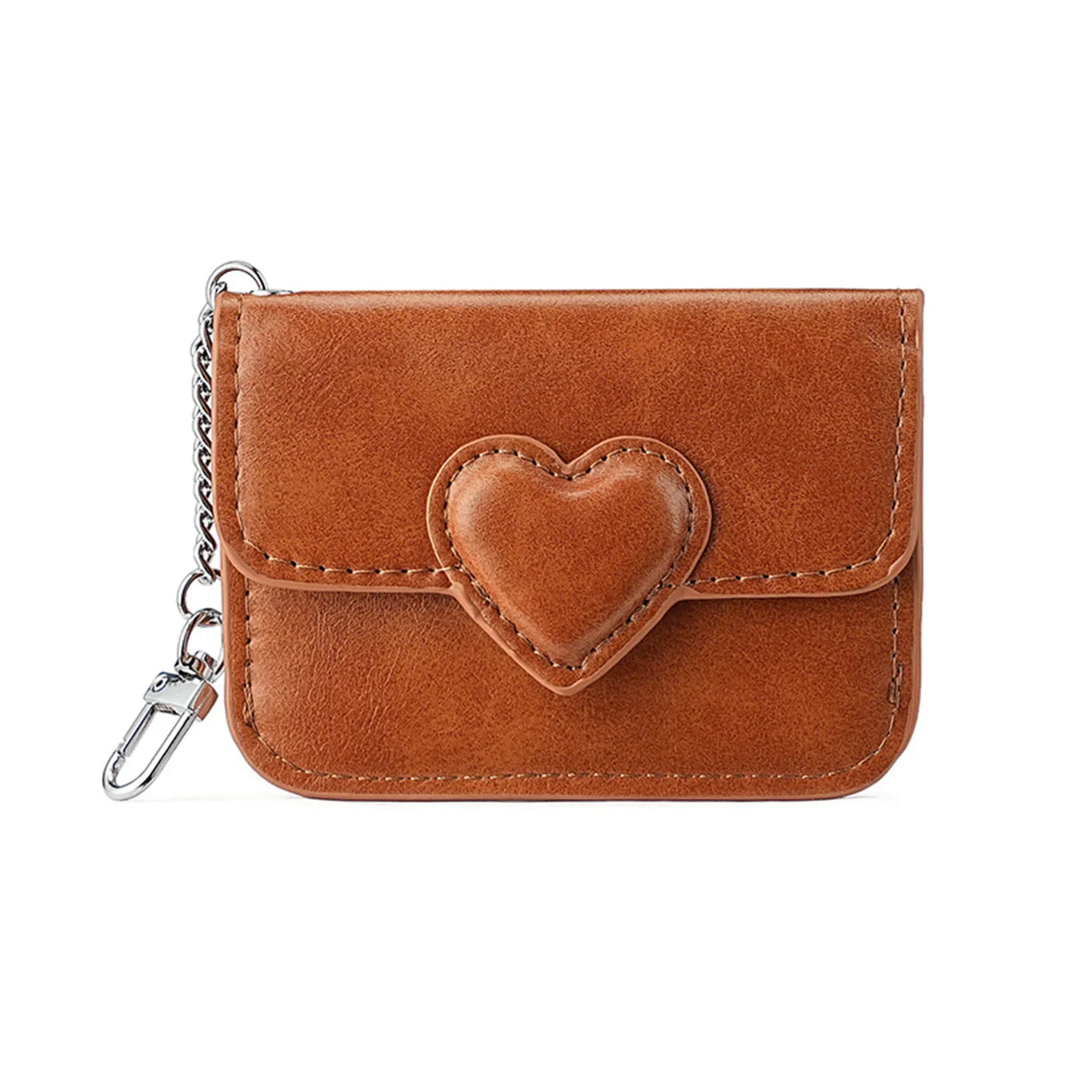 Women's Heart Chain Wallet | Card Slots & Zippered Coin Pocket