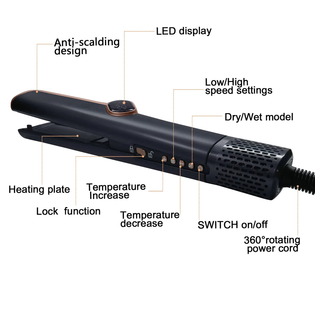 2-in-1 Air Styler Hair Dryer & Straightener | LCD Display