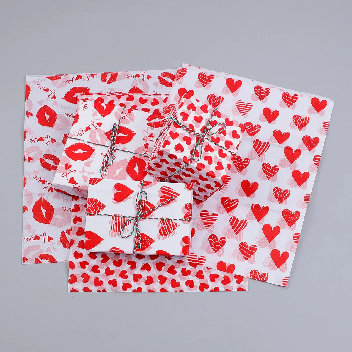 20 Sheets Valentine's Day Tissue Paper Red Love Heart Wrapping