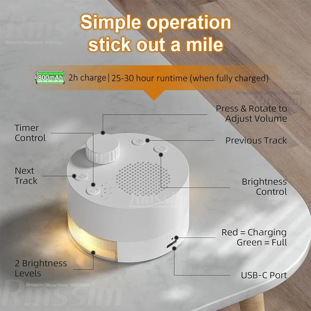 Portable Baby White Noise Machine | 24 Sounds, Night Light & Timer