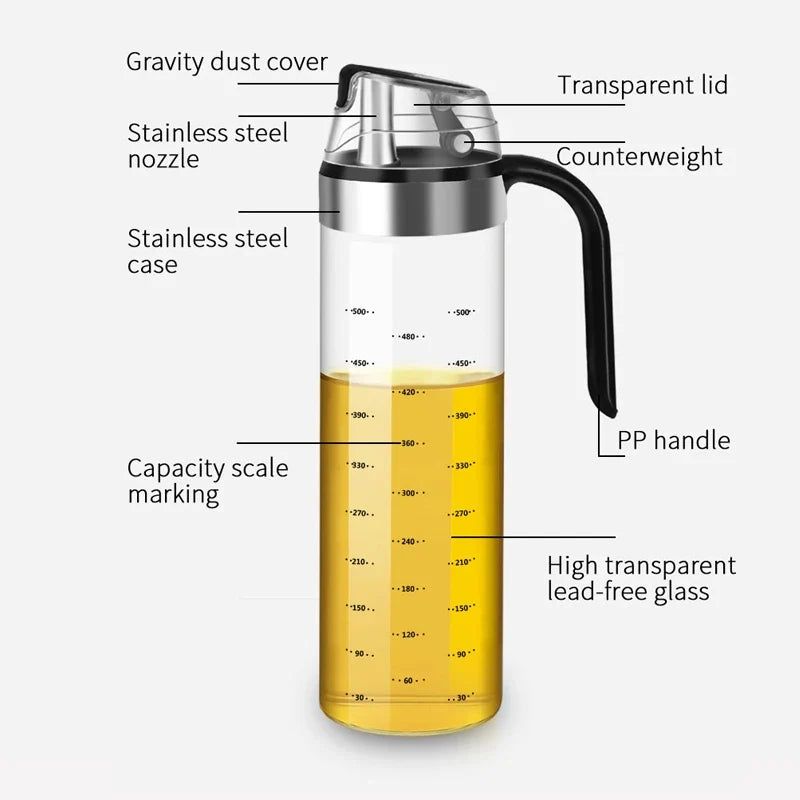 KEMORELA Glass Oil & Seasoning Dispenser Bottle | Drip-Free