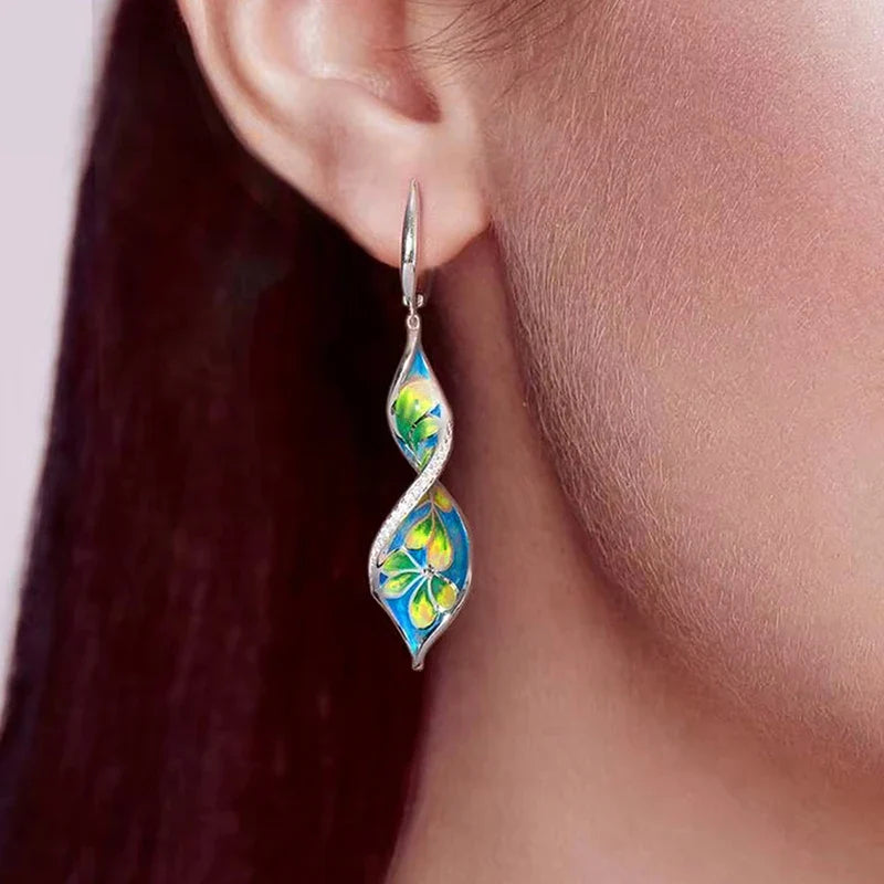Huitan Twisty Flower Drop Earrings | Sparkling CZ Women's Jewelry
