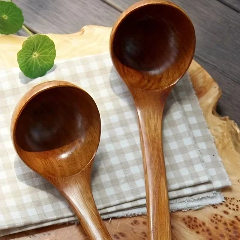 Solid Wood Non-Stick Cooking Spoon & Soup Ladle | Kitchen