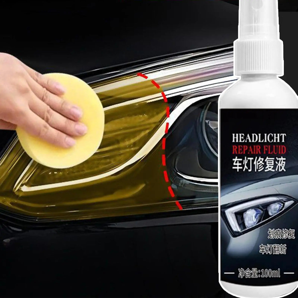 Car Headlight Lens Restorer & Cleaner – 100ml Polish Fluid