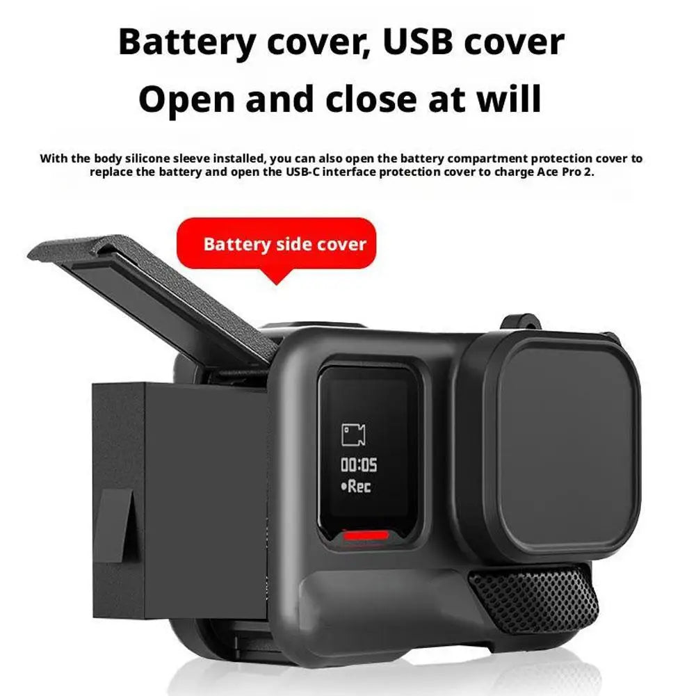 Silicone Case for Insta360 Ace Pro 2 with Lens Cover – Black