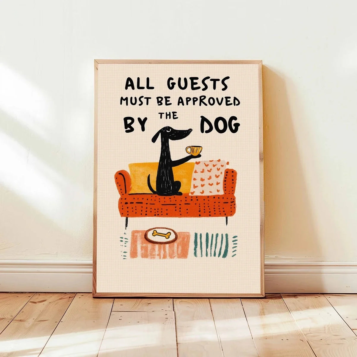"All Guests Approved By The Dog" Funny Canvas Wall Art Print