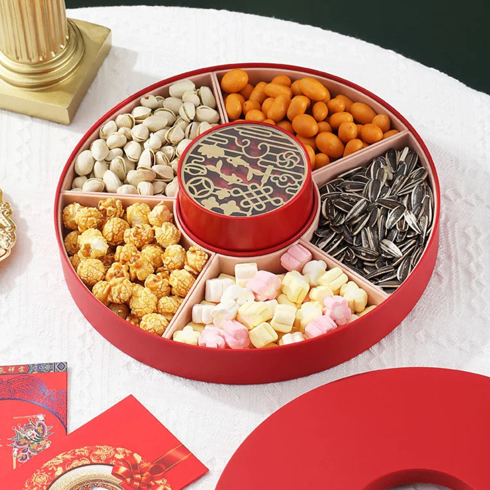 Divided Snack Tray with Lid – 5-Section Candy & Nut Serving Box