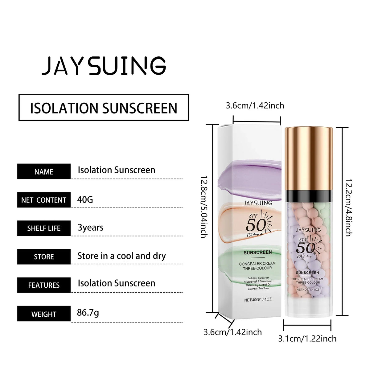 Tri-Color Correcting Sunscreen Primer – Waterproof Makeup Base