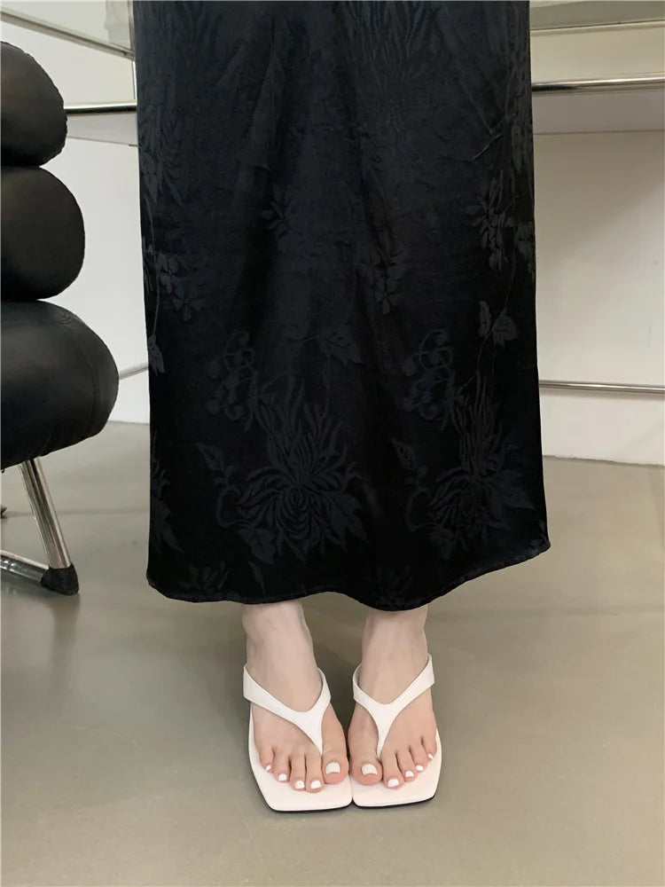 Retro Clip Toe Women's Low Heel Summer Slippers | Party Shoes