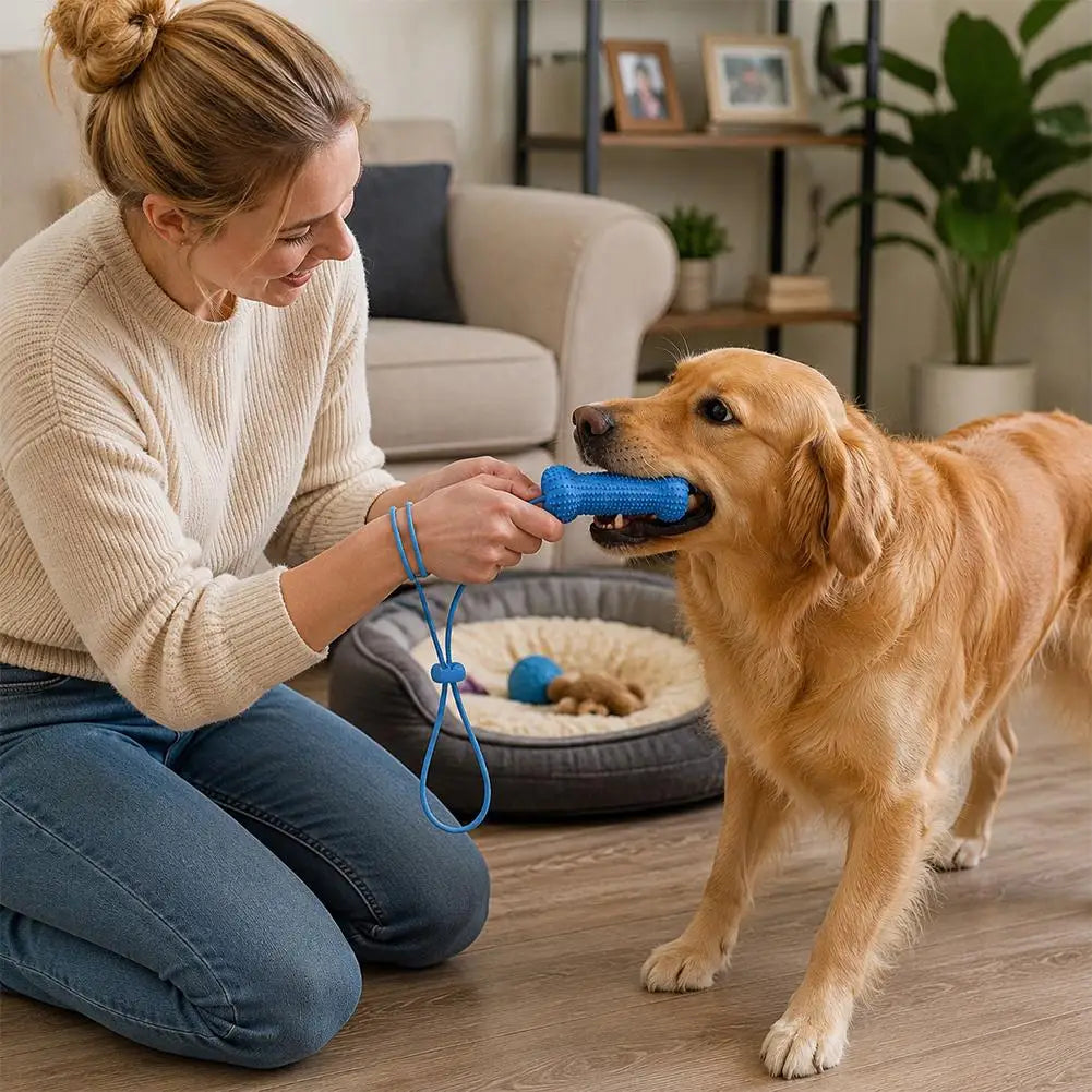 Dog Dental Chew Toy with Rope – TPR Molar Stick for Dogs