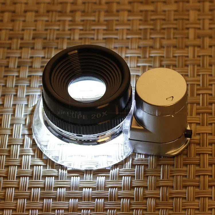 20X LED Magnifier – Optical Glass Loupe with 6 LED Lights