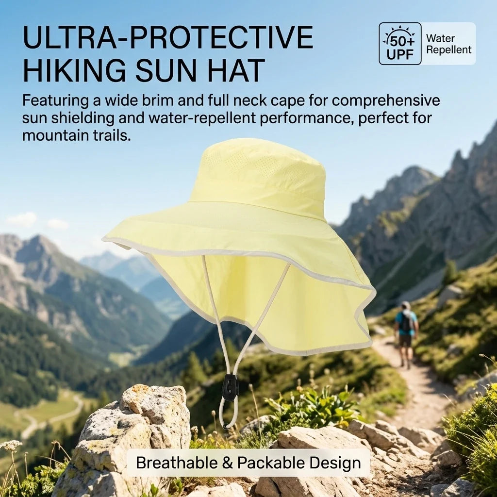 UPF50+ Wide Brim Sun Hat with Detachable Cape | Women's
