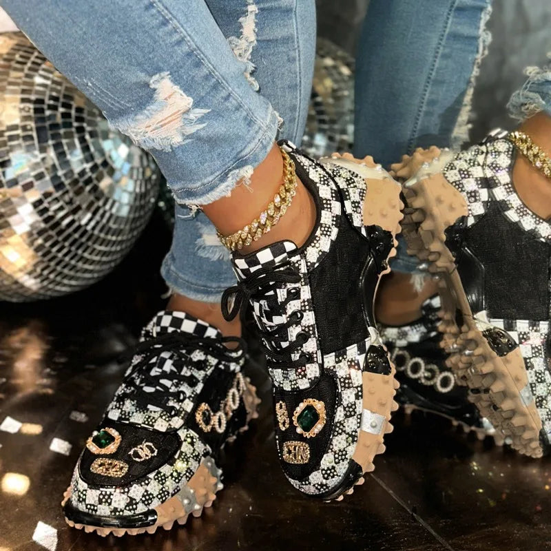 YEAE Rhinestone Women's Sneakers – Luxury Diamond Casual Shoes