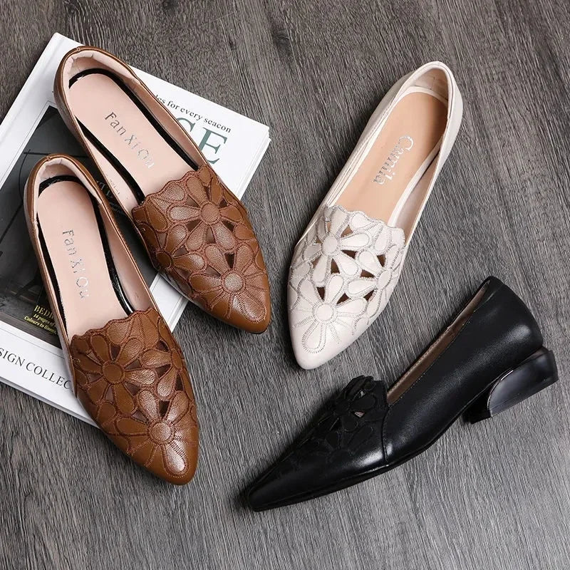 Women's Mary Jane Flats – Pointed Toe Slip-On Office Shoes