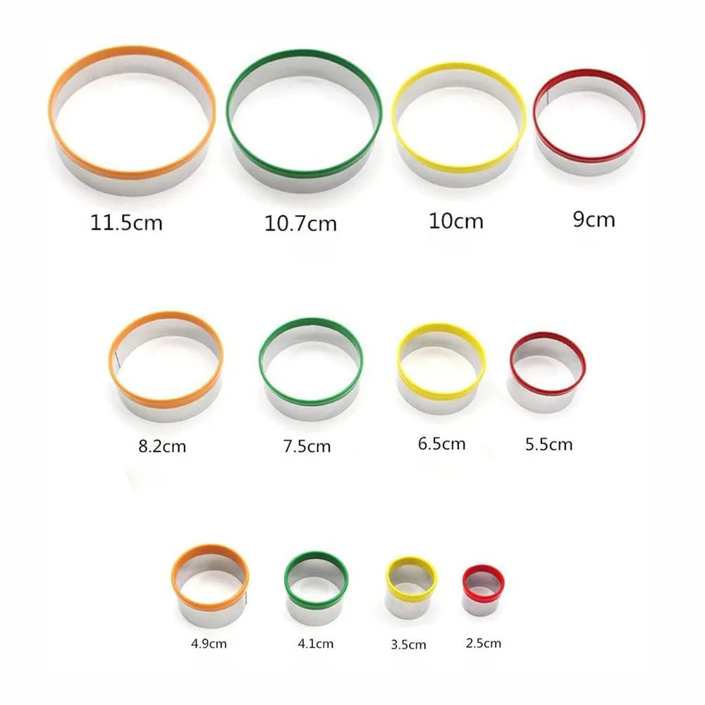 12-Piece Round Cookie Cutter Set | Stainless Steel Pastry Rings