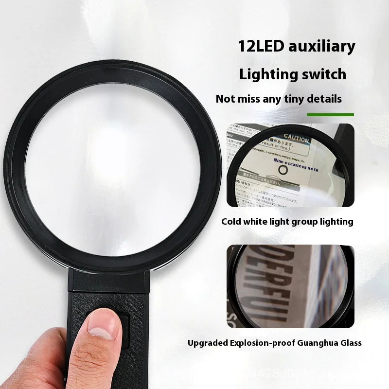 Handheld LED Magnifying Glass – Reading & Coin Magnifier