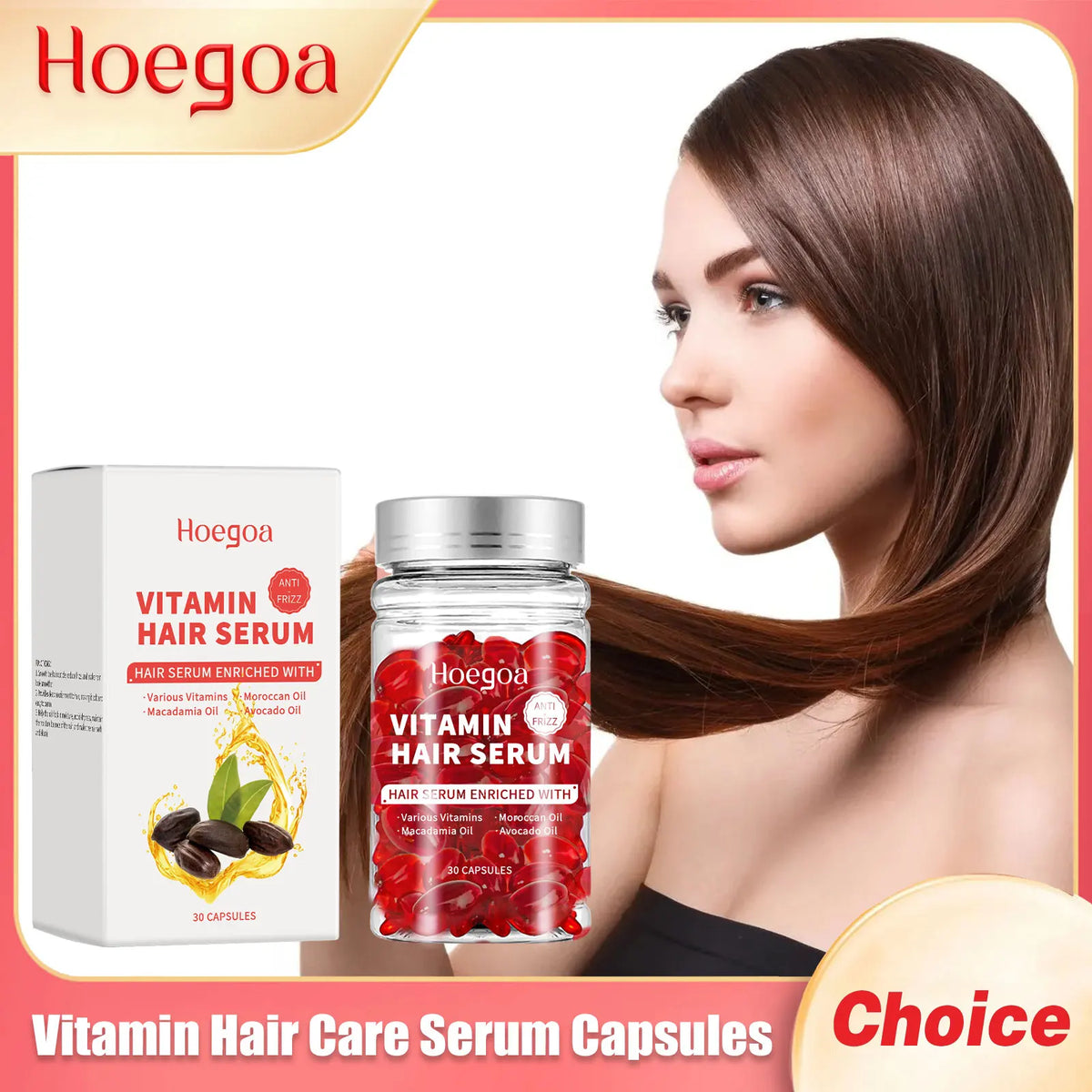 HOEGOA Vitamin Hair Growth Oil Capsules – 30ct Nourishing Serum