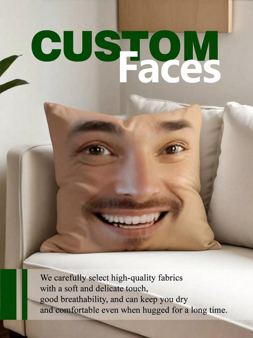 Custom Face Square Pillow | Personalized Photo Gift