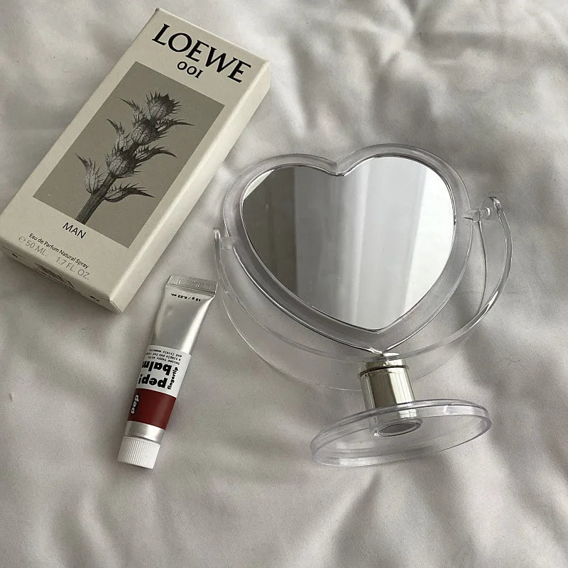 2-Pack Heart-Shaped Double Sided Acrylic Vanity Makeup Mirror