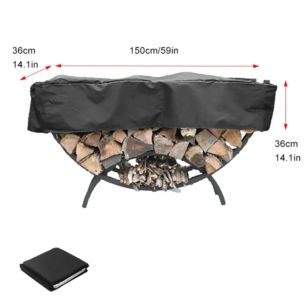 Curved Firewood Rack Cover | 59" Heavy-Duty 210D Oxford