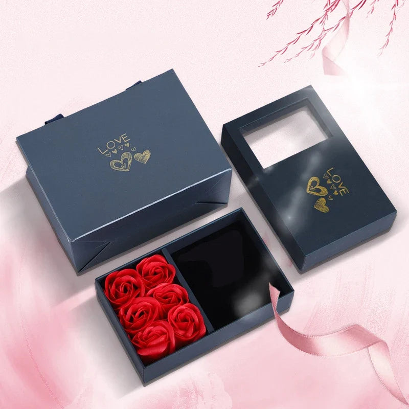 Rose Box Eternal Flower Ring Pendant Earrings Necklace Jewelry 6