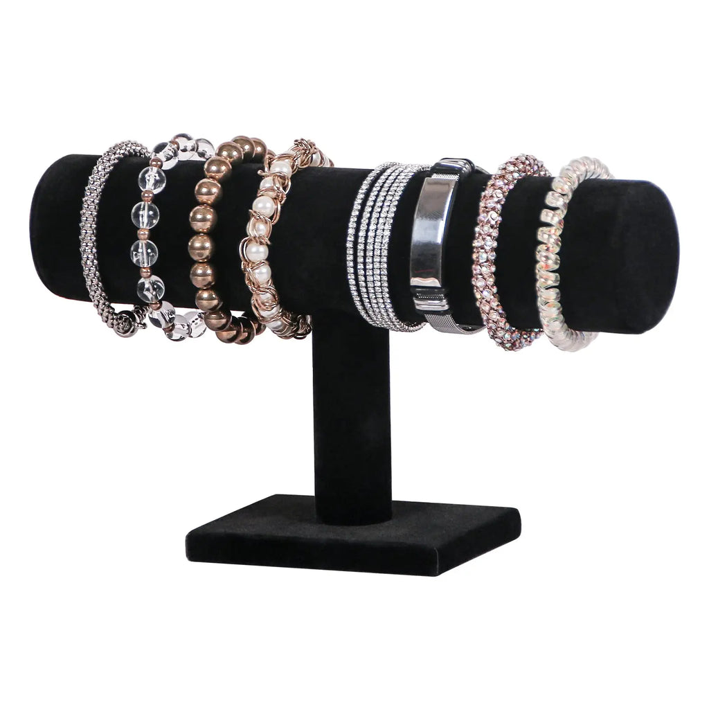 Black Velvet Coil T-shelf Bracelet Necklace Jewelry Display Organizer